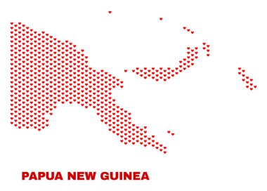 Papua Yeni Gine Haritası - kalp kalplerin mozaik