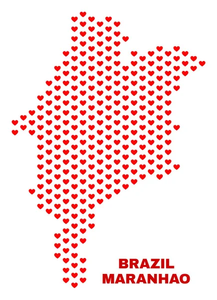 Χάρτης Maranhao κράτος - μωσαϊκό καρδιές αγάπη — Διανυσματικό Αρχείο