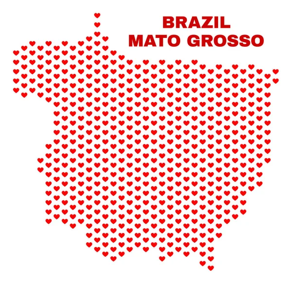 Mato Grosso держави карту - мозаїка з любов'ю серця — стоковий вектор