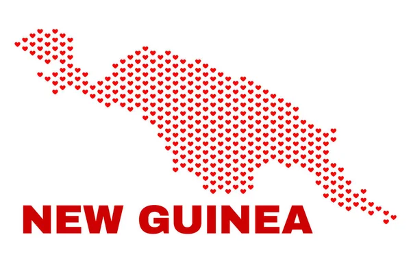 Mapa de Nueva Guinea - Mosaico de Corazones de Corazón — Archivo Imágenes Vectoriales
