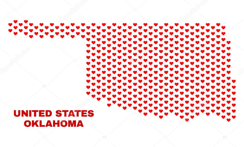 Oklahoma State Map - Mosaic of Love Hearts