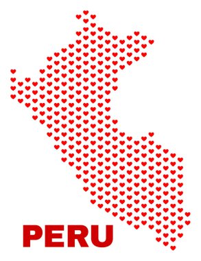 Peru Haritası - mozaik güzel kalpler