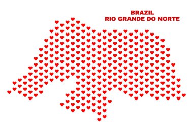 Rio Grande Do Norte devlet harita - Love Hearts mozaiği