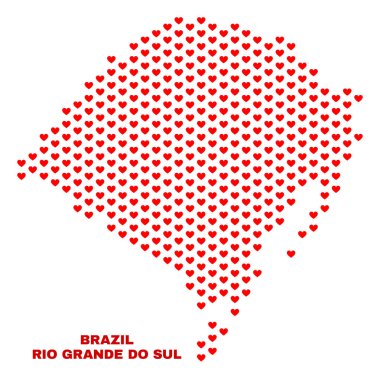 Rio Grande Do Sul devlet harita - mozaik güzel kalpler