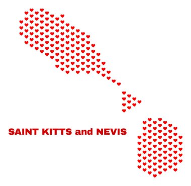 Saint Kitts ve Nevis harita - Valentine Kalpler mozaiği