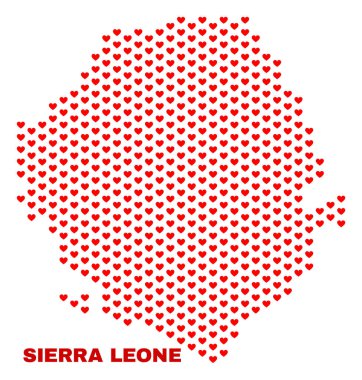 Sierra Leone Haritası - mozaik güzel kalpler
