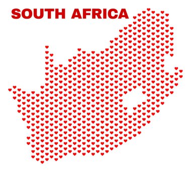 Güney Afrika Cumhuriyeti harita - Love Hearts mozaiği