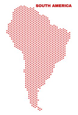 Güney Amerika Haritası - kalp kalplerin mozaik