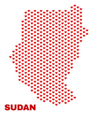 Sudan Haritası - kalp kalplerin mozaik