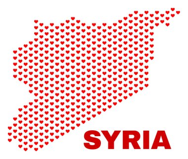 Suriye Haritası - Love Hearts mozaiği
