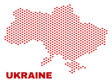 Ukrayna haritası - mozaik güzel kalpler