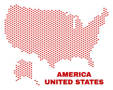 ABD ile Alaska harita - kalp kalplerin mozaik