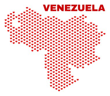 Venezuela Haritası - Valentine Kalpler mozaiği