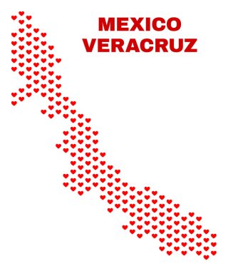 Veracruz devlet harita - Love Hearts mozaiği