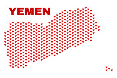 Yemen harita - Love Hearts mozaiği