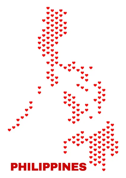 Mapa Filipín - mozaika krásné srdce — Stockový vektor