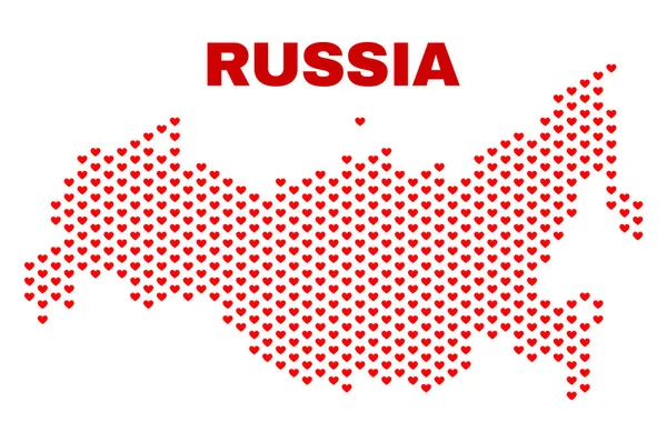 Rússia Mapa - Mosaico dos corações do coração — Vetor de Stock