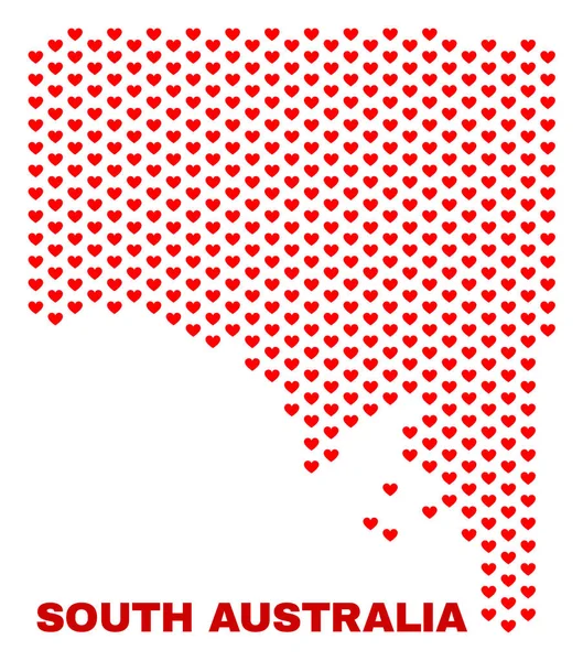 南オーストラリア州地図 - 愛の心のモザイク — ストックベクタ