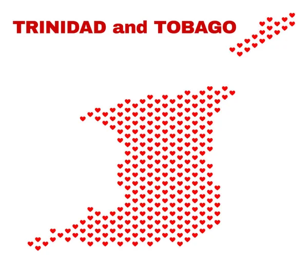 Trinidad a Tobago mapa - mozaika srdce srdce — Stockový vektor