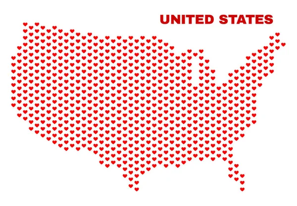 Карта США - Mosaic of Heart Hearts — стоковый вектор