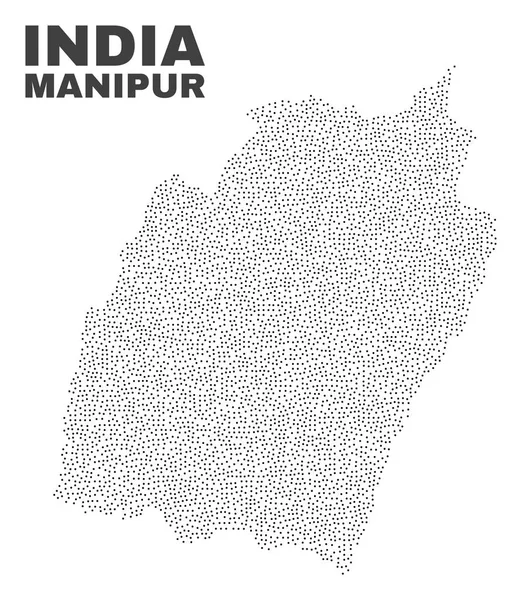 Mapa Státu Manipur Navržen Malými Body Vektor Abstrakce Černé Barvě — Stockový vektor