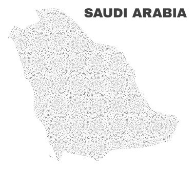 Suudi Arabistan harita küçük puan ile tasarlanmış. Beyaz bir arka plan üzerinde izole siyah renkli vektör soyutlama. Rasgele küçük noktalar Suudi Arabistan harita düzenlenir.