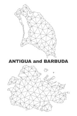 Vektör poligonal Mesh Antigua ve Barbuda Haritası