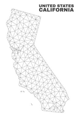 Vektör poligonal Mesh California eyalet harita