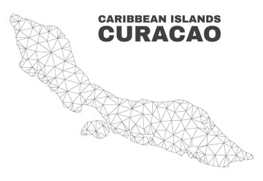 Vektör poligonal Mesh Curacao ada Haritası