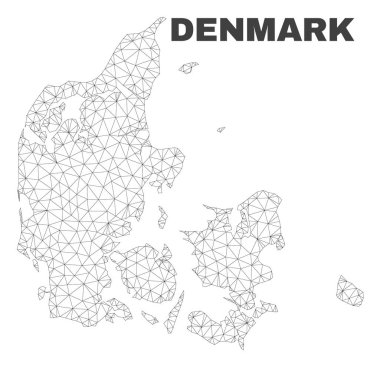 Vektör poligonal Mesh Danimarka harita