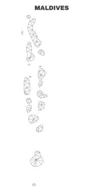 Vektör poligonal Mesh Maldivler Haritası