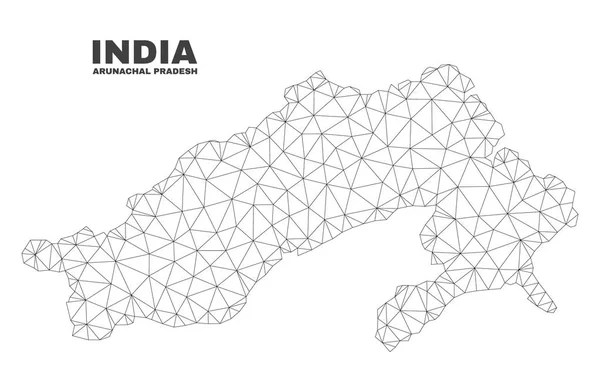 Mapa de Estado de Arunachal Pradesh de malha poligonal vetorial — Vetor de Stock