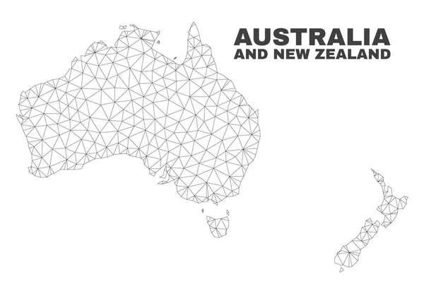 Vector Polygonal Mesh Australia and New Zealand Map — Stock Vector