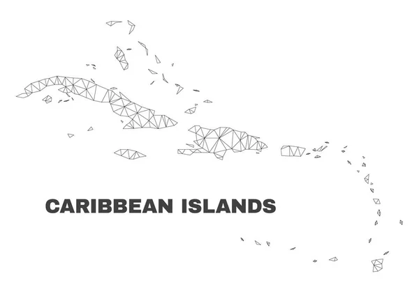 Vector Polygonal Mesh Caribbean Islands Map — Stock Vector