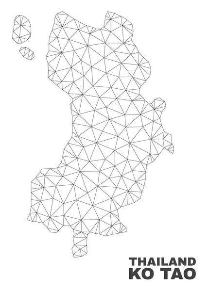 Malla poligonal vectorial Ko Tao Mapa — Archivo Imágenes Vectoriales