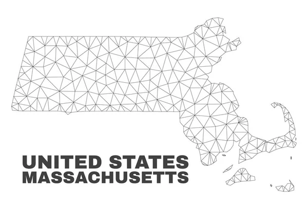 Vector Polygonal Mesh Massachusetts State karta — Stock vektor