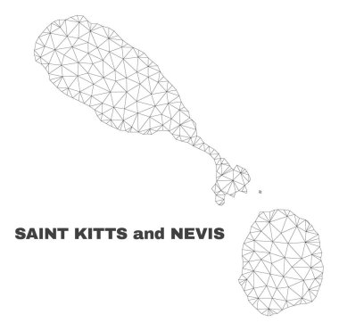 Vektör poligonal Mesh Saint Kitts ve Nevis harita