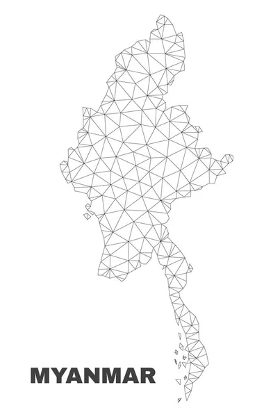 Mapa da malha poligonal vetorial Myanmar — Vetor de Stock