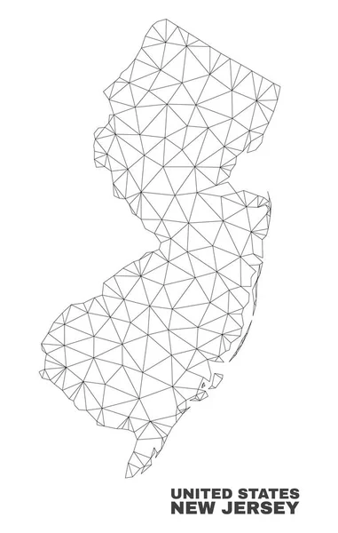 Mapa del estado de Nueva Jersey de malla poligonal vectorial — Vector de stock