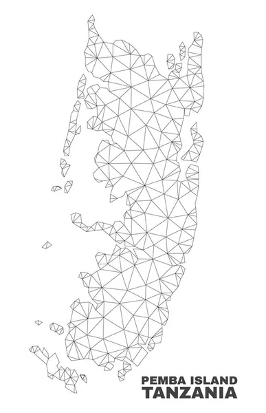Vektor sokszögű háló Pemba-sziget Térkép — Stock Vector