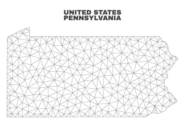 Vector Polygonal Mesh Pennsylvania State karta — Stock vektor