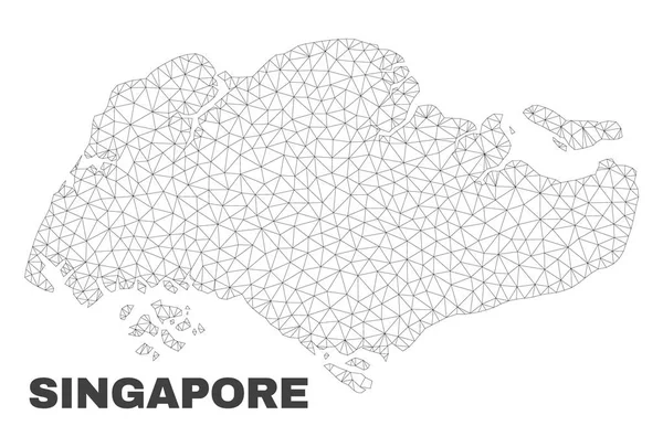 Malla poligonal vectorial Singapur mapa — Vector de stock