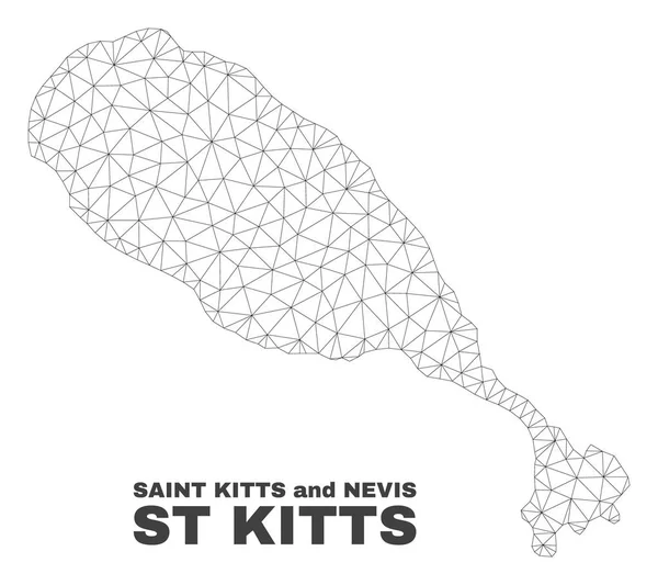 Malla poligonal vectorial St Kitts Island Mapa — Vector de stock