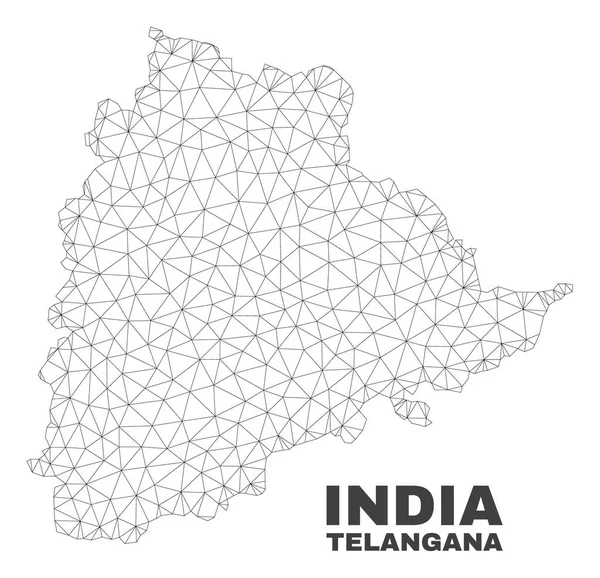Mapa de Estado de Telangana de malha poligonal vetorial — Vetor de Stock
