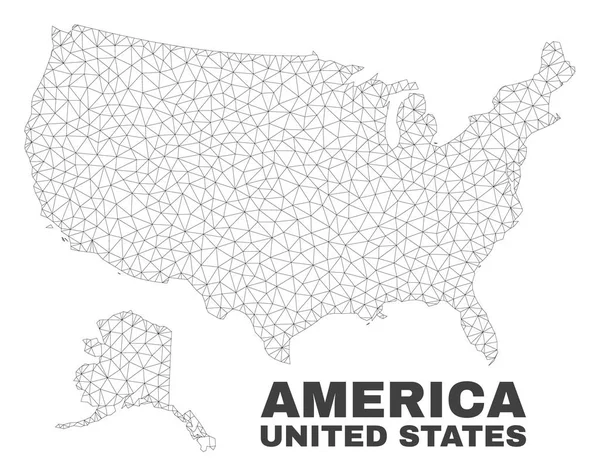 Векторная полигональная сеть США с картой Аляски — стоковый вектор