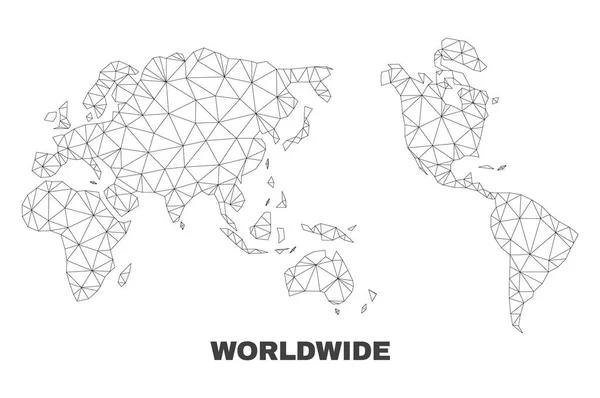 Vector Polygonal Mesh Worldwide Map — Stock Vector