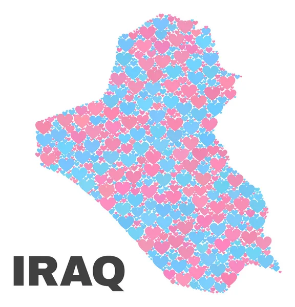 Iraq Map - Mosaic of Valentine Hearts — Stock Vector