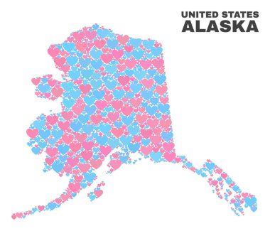 Alaska harita - Love Hearts mozaiği