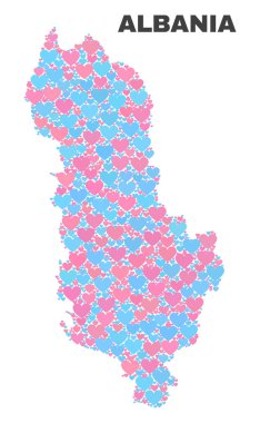 Arnavutluk Cumhuriyeti harita - Valentine Kalpler mozaiği