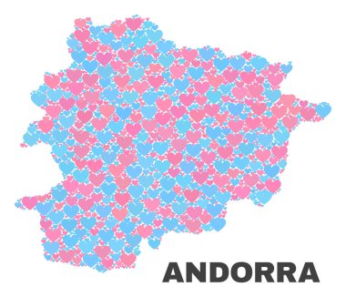Andorra haritası - mozaik güzel kalpler